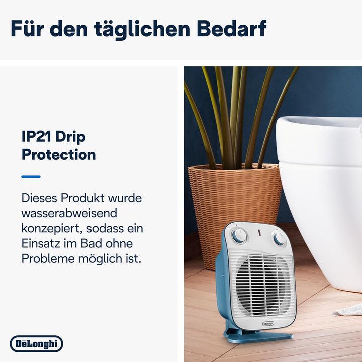 De'Longhi HFS50B20.AV Schnellheizer, Heizlüfter, 2000 W, blau, für bis zu 60m³, Avio, Blau