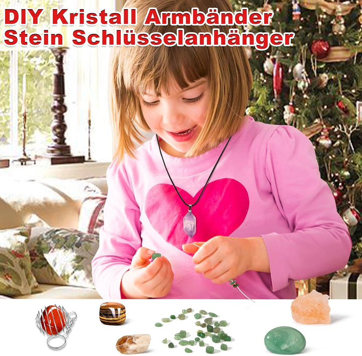 Kristalle Adventskalender 2024 für Kinder Weihnacht Countdown Kalender 24 Stück Sammlung Gesteine un