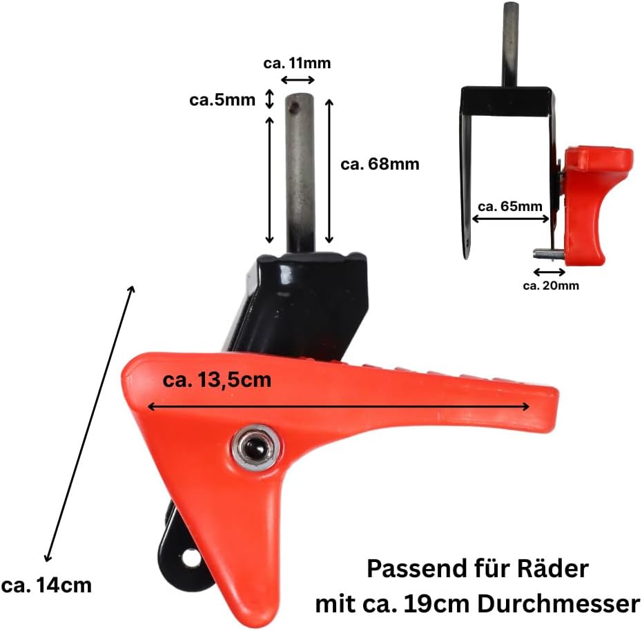 FROSAL Radhalter Bollerwagen Set mit Bremse – 2 Stück (Links &amp; rechts) Radhalterung | Radaufhängung