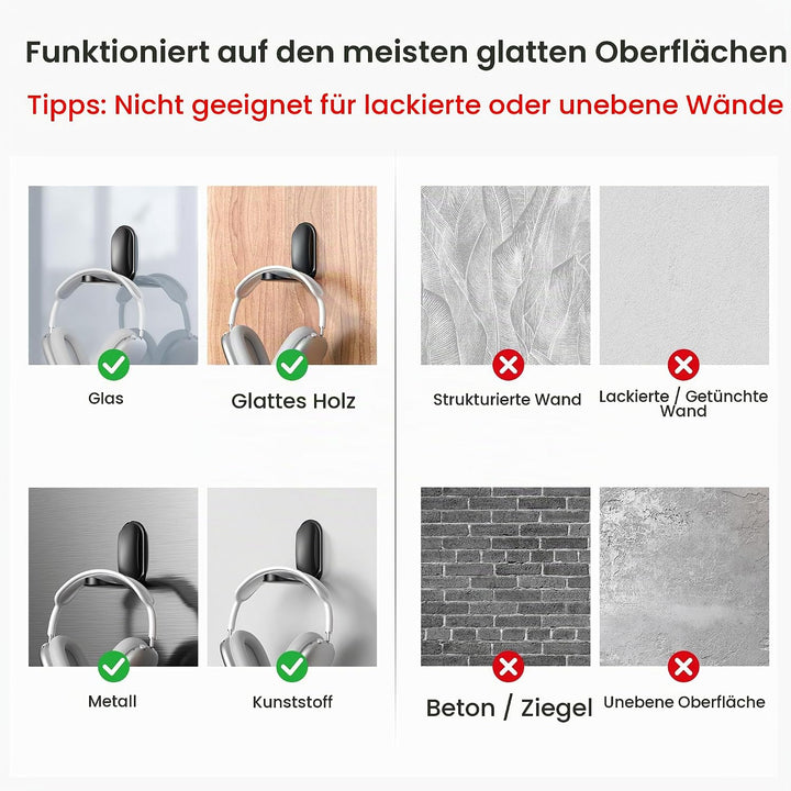 Itramax Kopfhörerhalter,Faltbarer Universal Headset-Ständer Haken für Schreibtisch,2 Stück Selbstkle