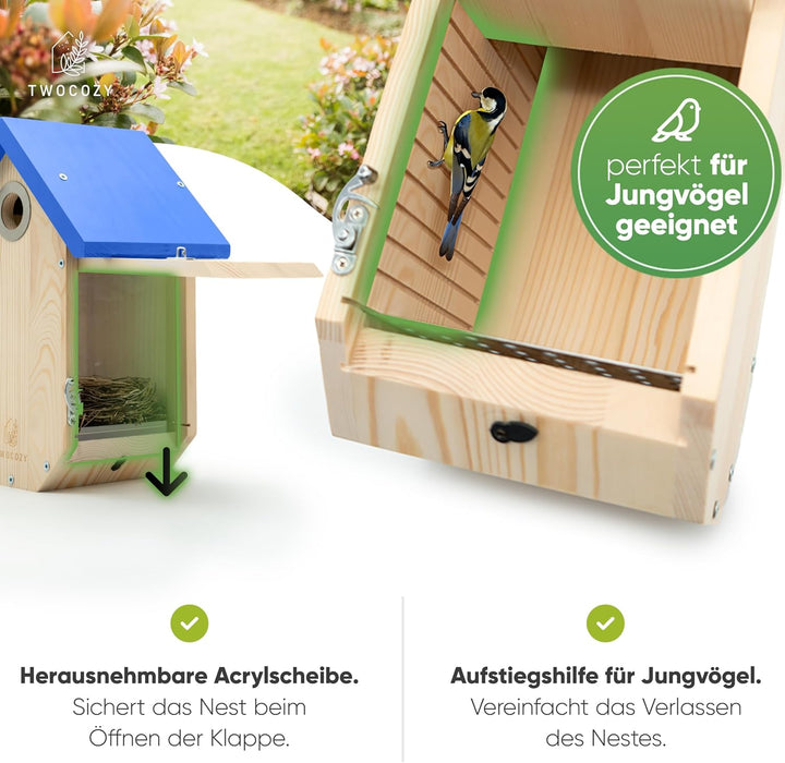 Premium Nistkasten für Meisen | Kohlmeisen [SPECHTSCHUTZ & NESTSCHUTZ] wetterfest & verschraubt | Ma