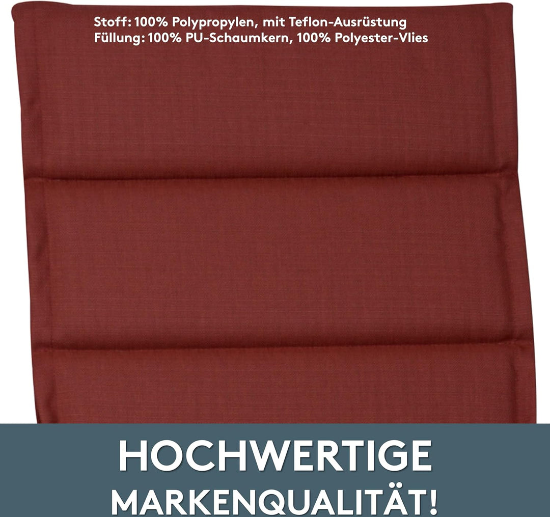 LILENO HOME Gartenstuhl Auflagen als [2er Set - Niedriglehner] in Rot - Bequeme Liegen als Sitzaufla
