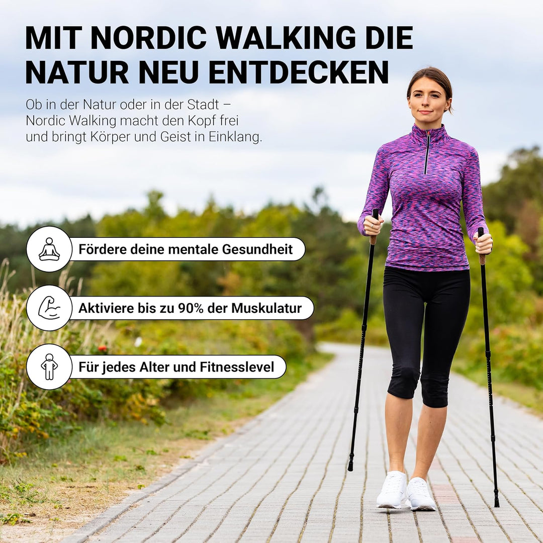 MSPORTS Nordic Walking Stöcke Carbon Premium - aus hochwertigem Carbon - Superleicht - individuell e