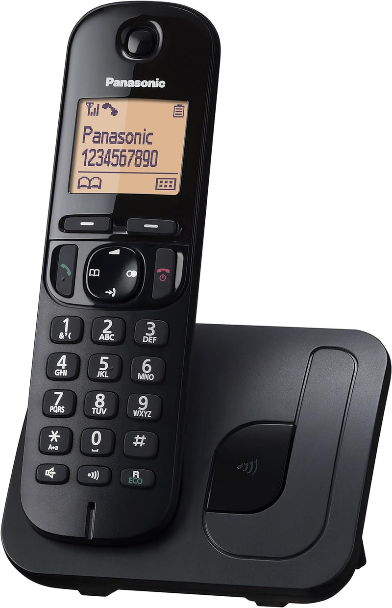 Panasonic Drahtloses Festnetztelefon mit LCD,Anrufer-ID,Telefonbuch mit 50 Nummern,Navigationstaste,