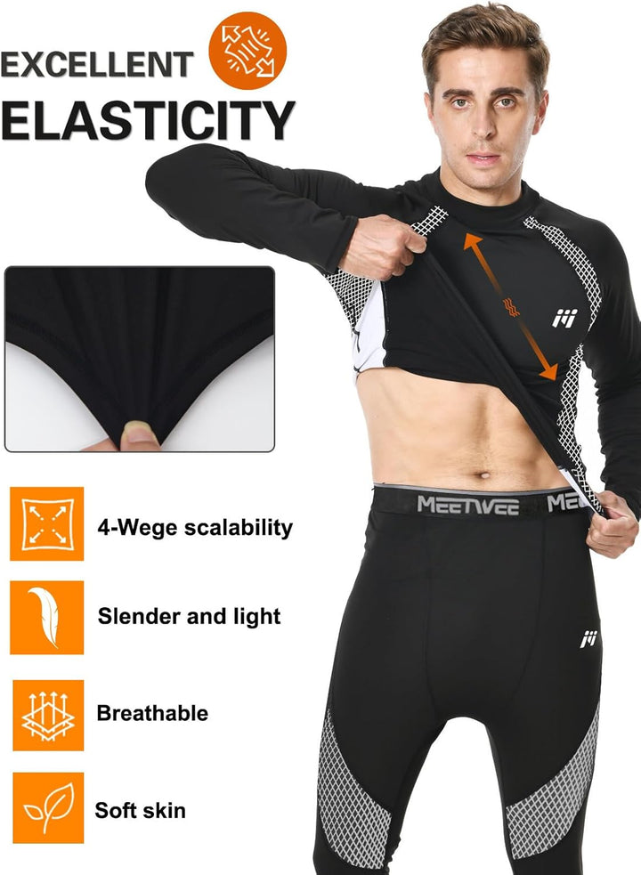 Herren Thermounterwäsche Herren Funktionsunterwäsche Atmungsaktiv Thermo Unterwäsche Baselayer-Set S