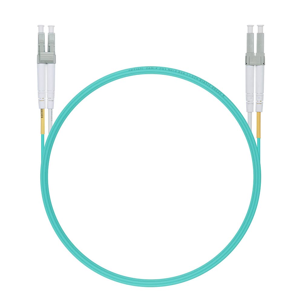 H!Fiber.com OM3 LC auf LC Duplex Glasfaserkabel, Patchkabel, Multimode Jumper, 0.5-meter(1.6ft), 4 p