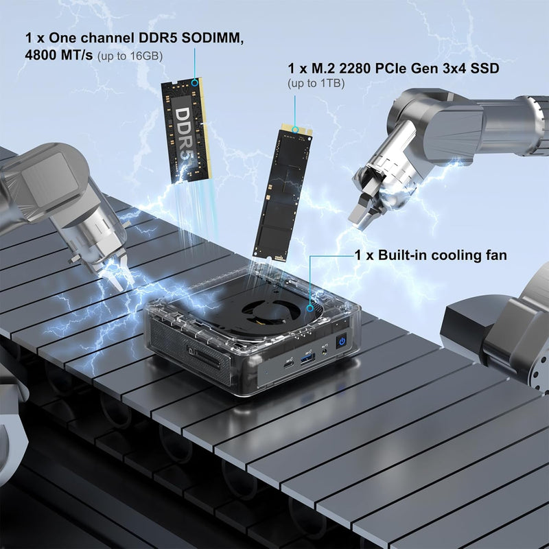 GEEKOM Mini PC, Mini Air12 Mini Desktop PC mit Intel Alder Lake N100(bis zu 3,4GHz), 16GB DDR5 NUC P