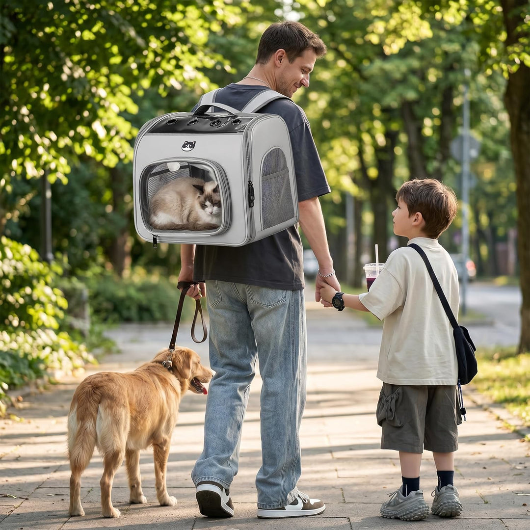 ALLSOPETS Katzenrucksack Faltbar Haustierrucksack mit Frontöffnung und Atmungsaktives Netzfenster Hu