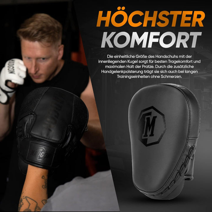 MADGON Premium Pratzen für optimale Schlagdämpfung, 1 Paar Boxpratzen für Boxen, Kampfsport, MMA, Ki