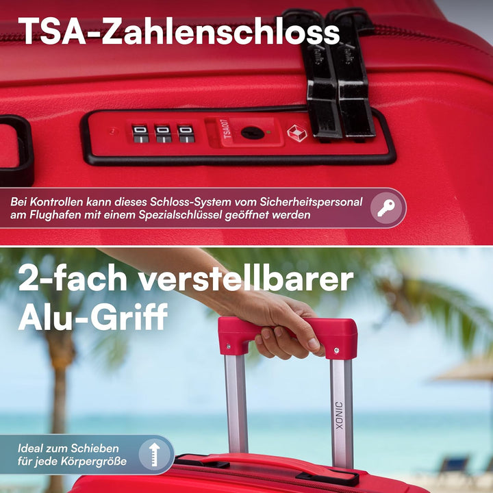 Xonic® Hartschalenkoffer XL für 100L - Bruchsicherer Rollkoffer Polypropylen mit 360° Doppelrollen &