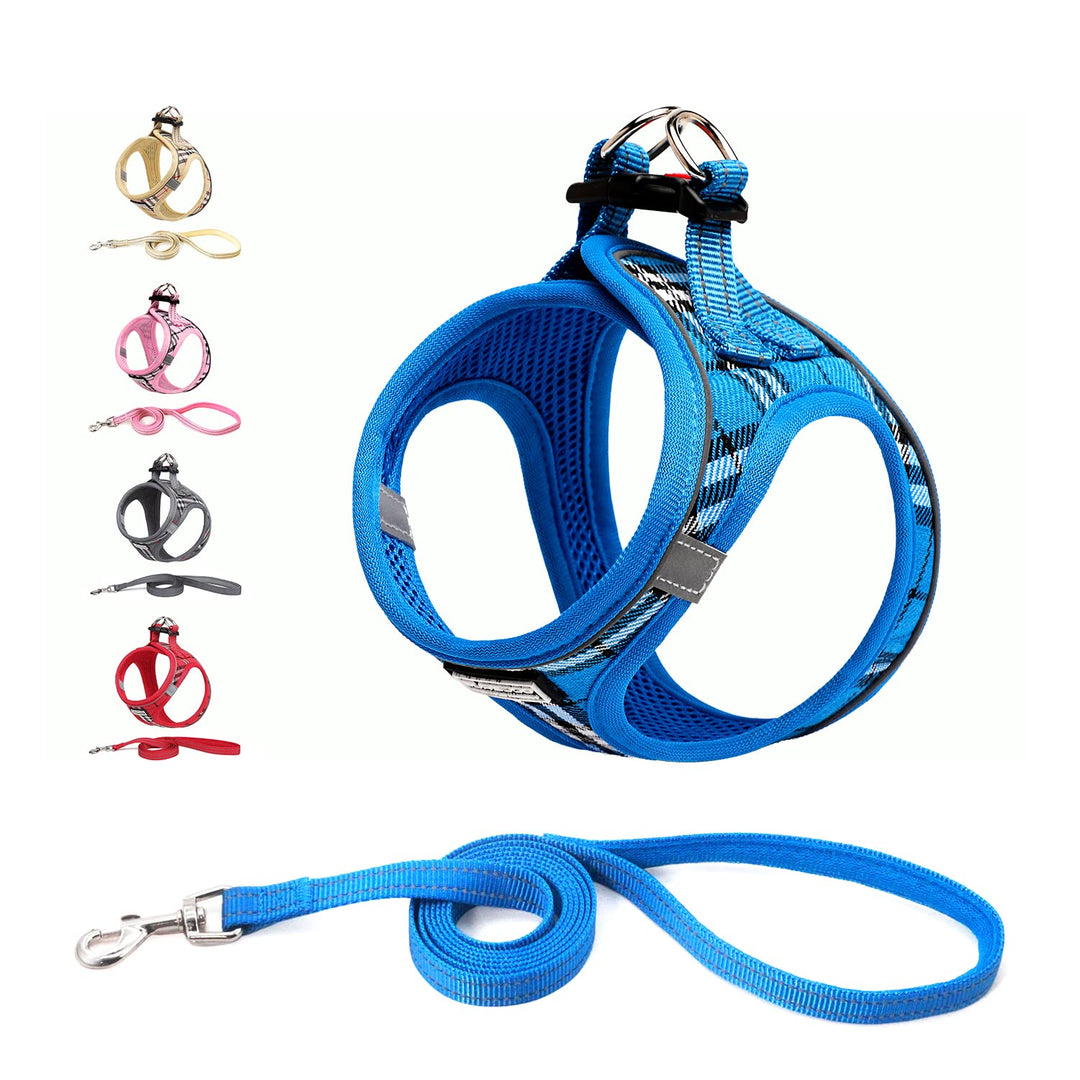 Suredoo Hundegeschirr Kleine Hunde mit Leine, Anti Zug Geschirr Reflektierend Atmungsaktiv Brustgesc