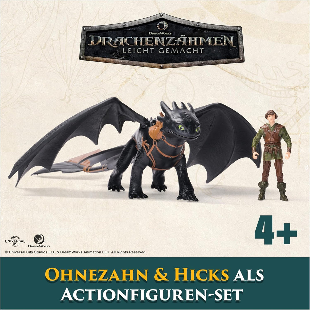 Dreamworks How to Train your Dragon, Wikinger und Drachen Actionfiguren-Set, Ohnezahn und Hicks, Spi