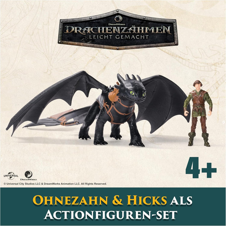 Dreamworks How to Train your Dragon, Wikinger und Drachen Actionfiguren-Set, Ohnezahn und Hicks, Spi