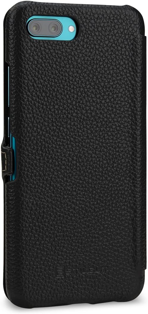 STILGUT Book Type Lederhülle kompatibel mit Huawei Honor 10. Seitlich klappbares Flip-Case aus Echtl