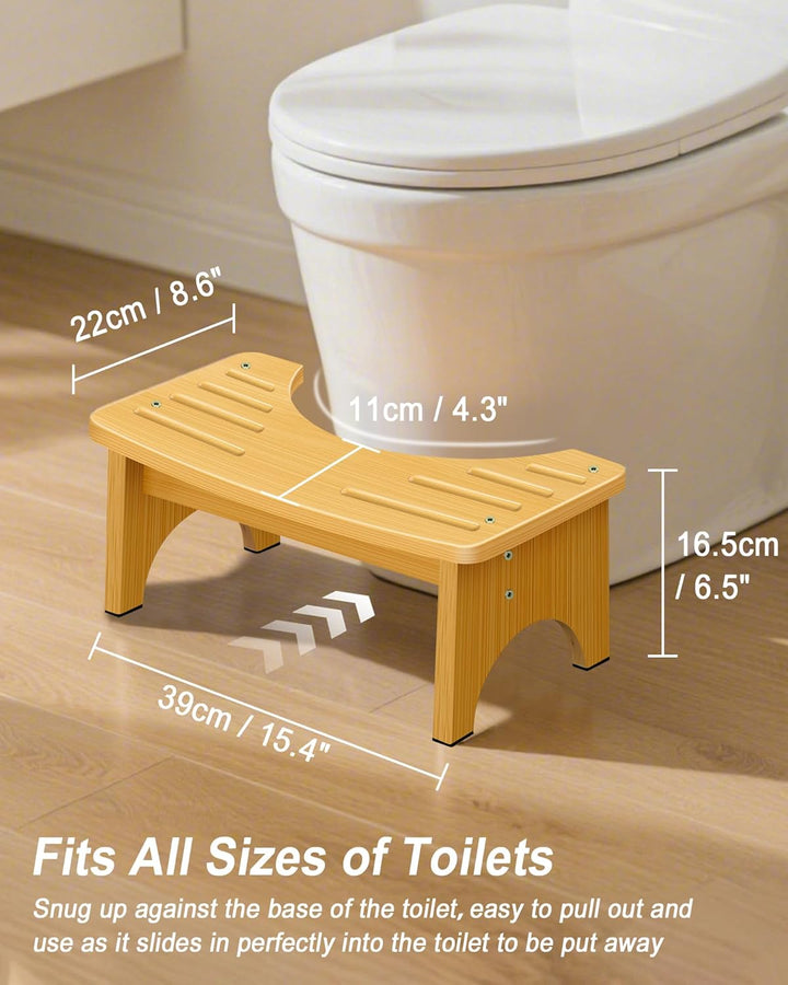 RayLove Physiologischer Toilettenhocker aus Bambus – WC-Trittbrett aus Holz – 35 Grad strapazierfähi