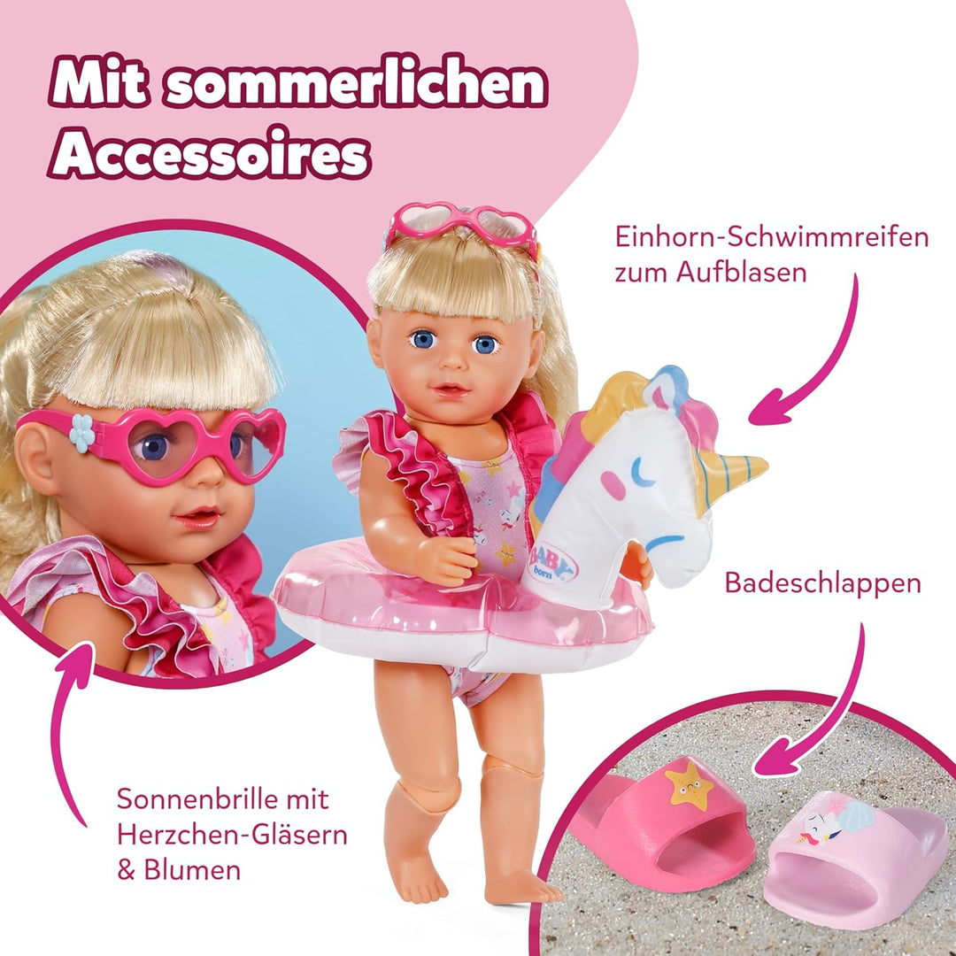 BABY Born Schwimmset Einhorn - Puppenbekleidung für 43cm Puppen inkl. Schwimmreifen, Badeanzug &amp; Son