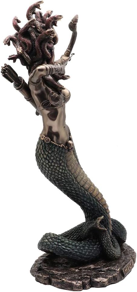 Veronese Design Furious Medusa Schiesspfeil aus Kunstharz, Bronze Finish, handbemalt, 36 cm, L