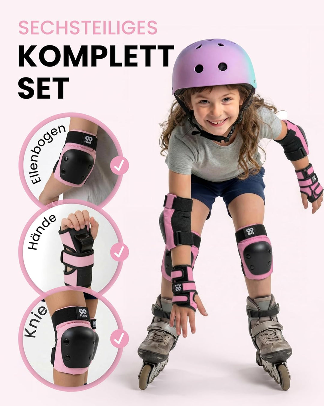 99FLIPS Schoner Inliner Kinder Knieschoner Kinder - Inliner Schoner Set - Schutzausrüstung - Knie un