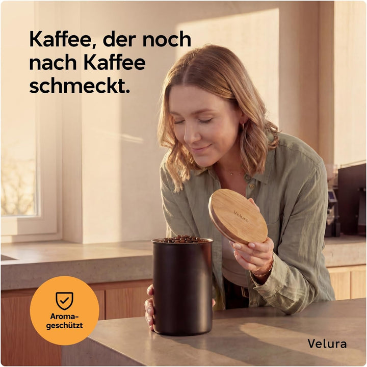 Velura Kaffeedose luftdicht für 1kg Kaffeebohnen aus Edelstahl - Vorratsdose zur Aufbewahrung für Ka