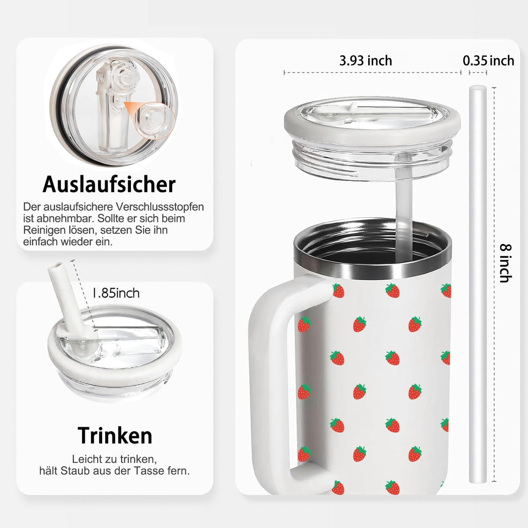 FOLAI Thermobecher Auslaufsicher,40oz Edelstahl Kaffeebecher to go isoliert mit Strohhalm,Reisebeche