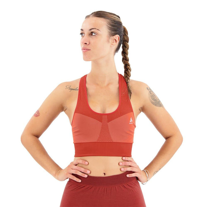 Odlo Damen Seamless Medium Support_131431 Sport BH (1er Pack) S Cinnabar, S Cinnabar
