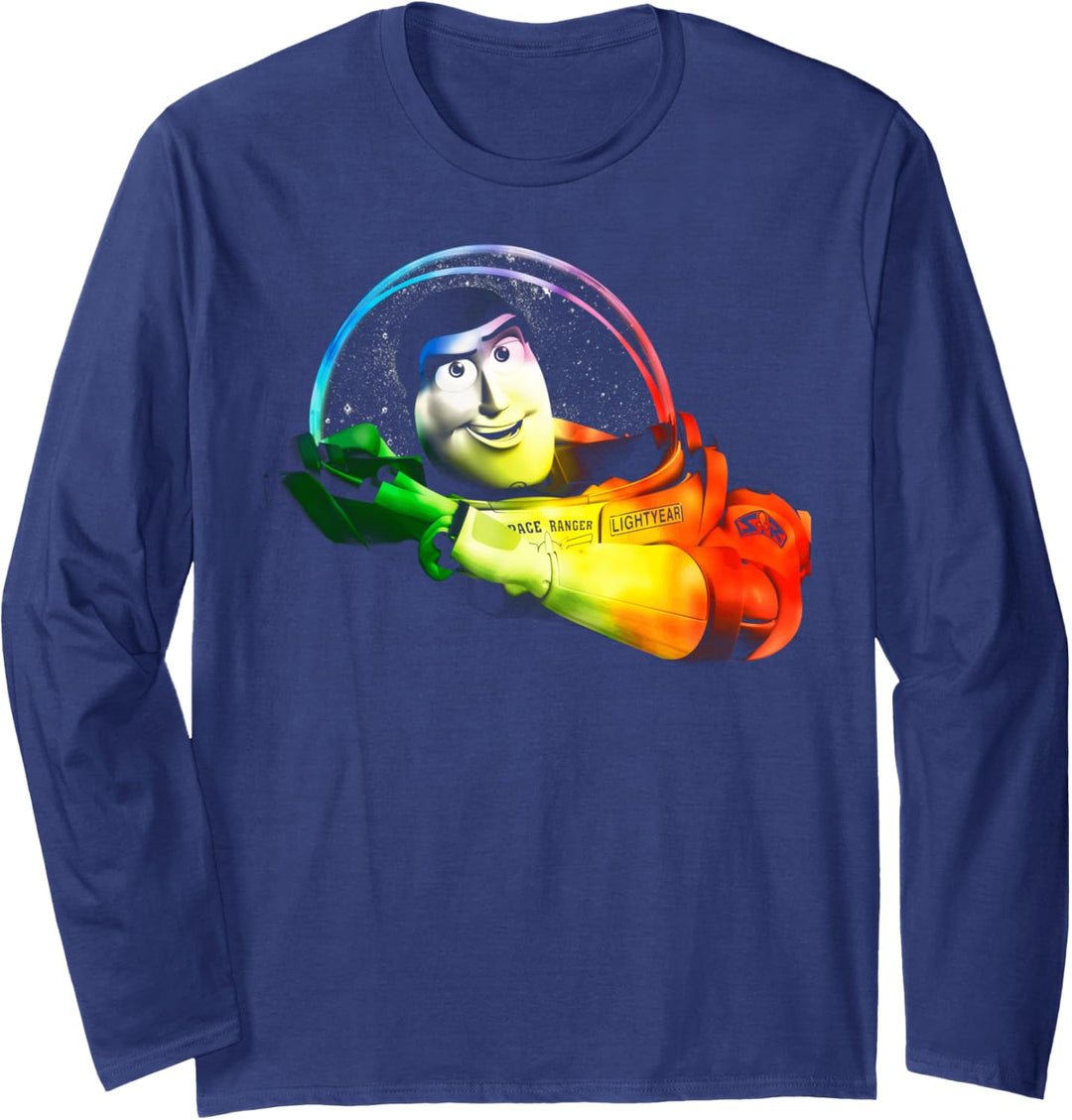 Disney Pixar Toy Story Buzz Lightyear Rainbow Portrait Langarmshirt