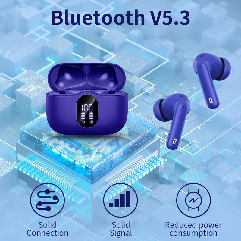 Bluetooth 5.3 Kopfhörer, kabellos, mit 4 ENC, Geräuschunterdrückung, Mikrofon, Bluetooth-Kopfhörer,