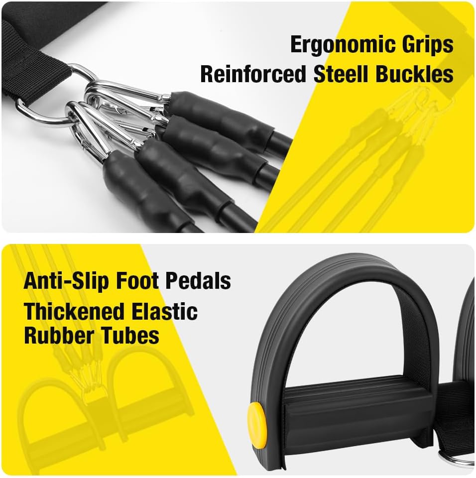 Flintronic Verstellbarer Chest Expander Fitness Widerstandsbänder mit 3 Strings o 5 Strings, Verstel