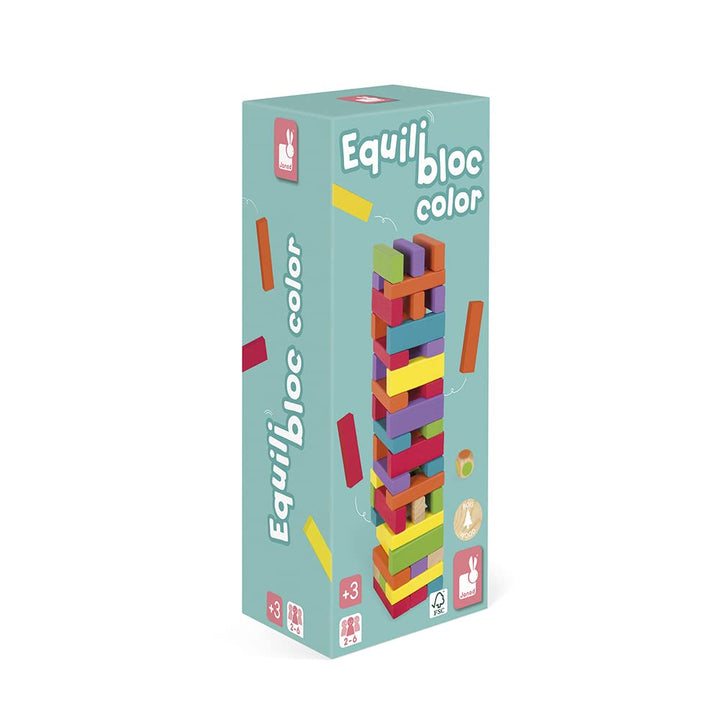 Janod J02012 Wooden Coloured Equilibloc, Light Grey 040, 7,5 x 7,5 x 33 cm