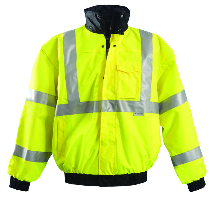 OccuNomix Premium 4-Wege (4-in-1) Bomberjacke, Klasse 3, 100% ANSI Polyester, wasserdicht, LUX-TJBJ-