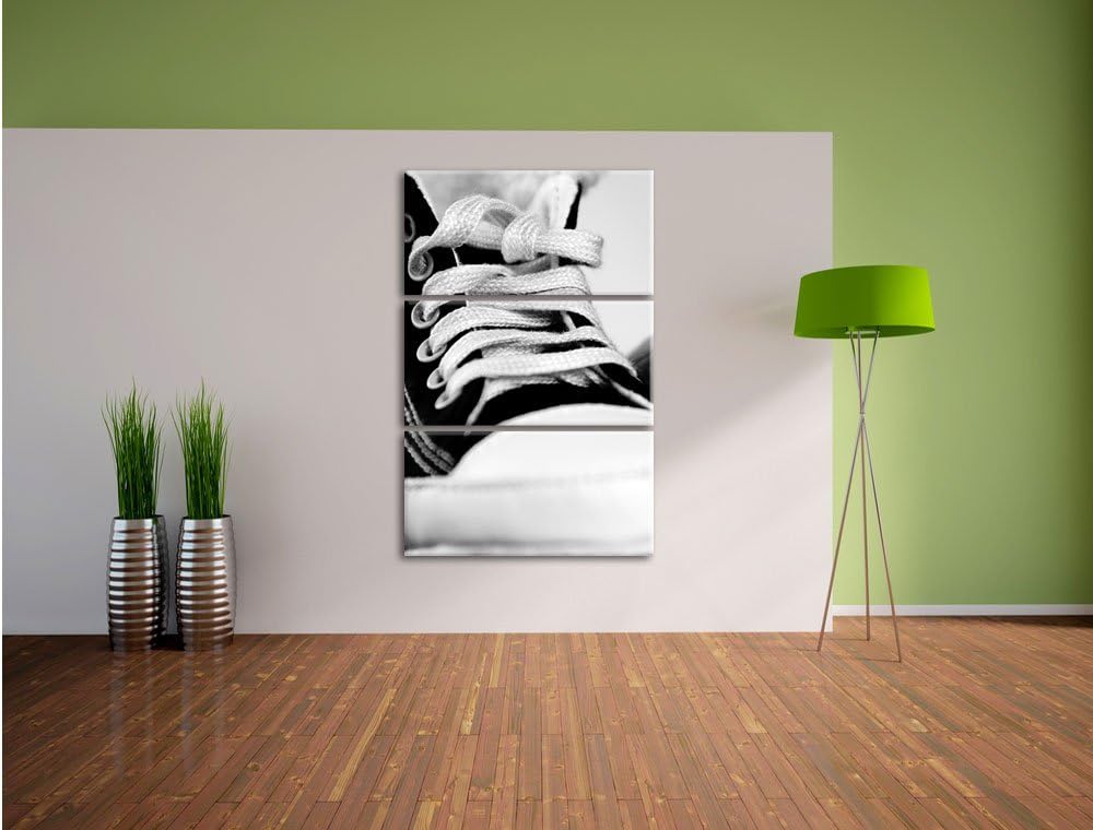 Pixxprint Trendige Schuhe als Leinwandbild/Grösse: 3 Teilig (120x80 cm) cm/Wandbild/Kunstdruck/ferti