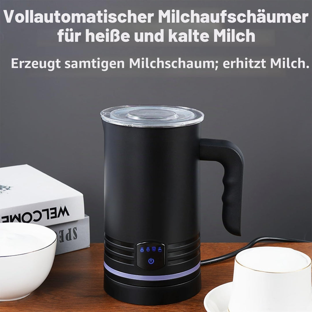 Elektrischer Milchaufschäumer, 430 ml Edelstahl Milchaufschäumer, Antihaftbeschichtung,warmer und ka