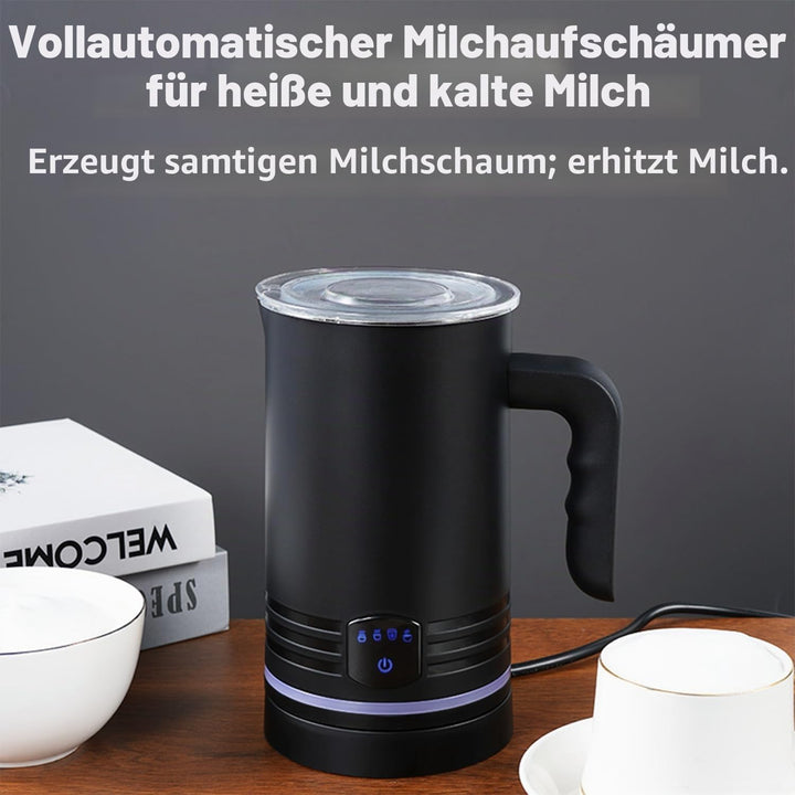 Elektrischer Milchaufschäumer, 430 ml Edelstahl Milchaufschäumer, Antihaftbeschichtung,warmer und ka