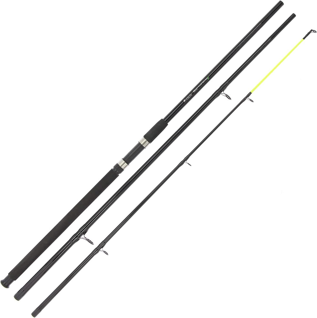 2 x Meeresangeln, Beachmaster-Angelrute, 3,6 m, 3 Stück & 2 x 1BB-Rolle, 9 kg, rote Schnur mit 2 Pac