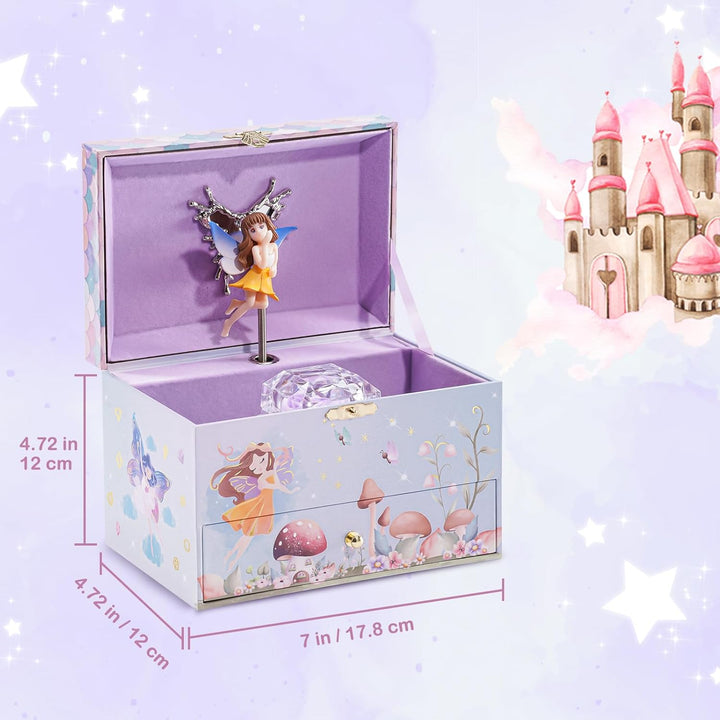 ProCase Kinder Musik Box Schmuckkästchen mit Spieluhr Einhorn & Konservierte Blumen, Schmuckschatull