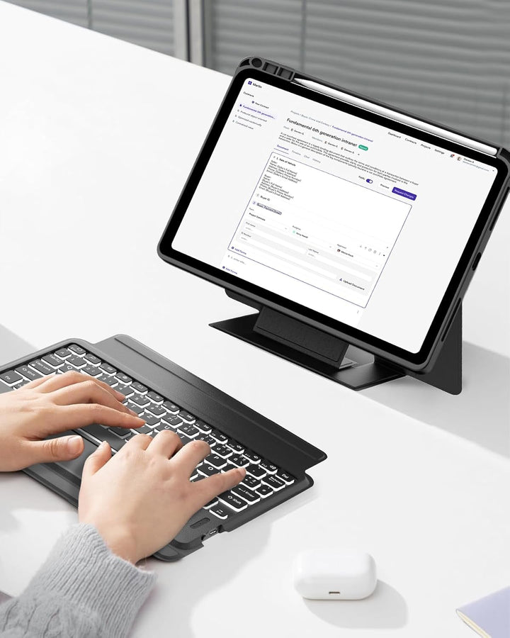 JADEMALL Für iPad 10 Generation Ergonomisch Hülle mit DE Tastatur, Bluetooth Tastatur für iPad 11 Ge