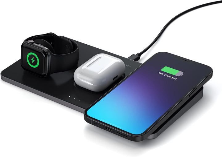 Satechi Trio Kabelloses Ladegerät mit Magnetpad – Qi-Zertifiziert – Kompatibel mit iPhone 13 Pro Max