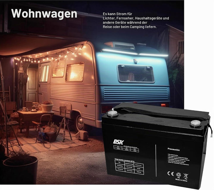 DSK Wiederaufladbare Batterie 12V 18Ah – Universaladapter F1/F2 inklusive – Masse 181x76x167 mm – Fü