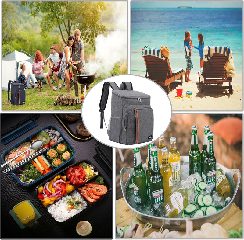 QINGLOU 28L Kühlrucksack Thermo Rucksack Picknickrucksack Kühltasche Gross Isoliert Cooler Bag Männe