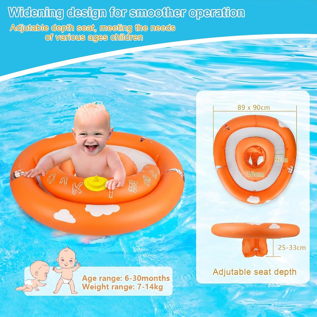 MYCARBON Baby Schwimmring mit verstellbare Schwimmsitz UPF50+ Sonnendach Spielzeug für Kinder Schwim