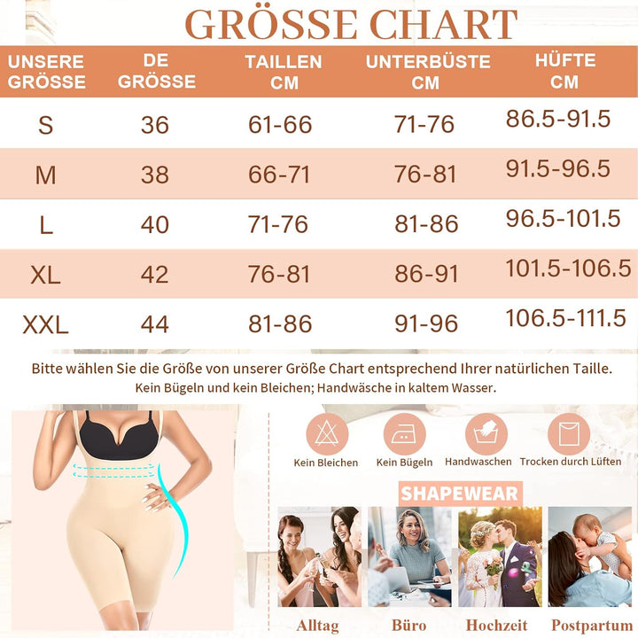 YARRCO Shapewear Damen Body Shaper Bauchweg XXL Beige-Mit Beine, XXL Beige-Mit Beine