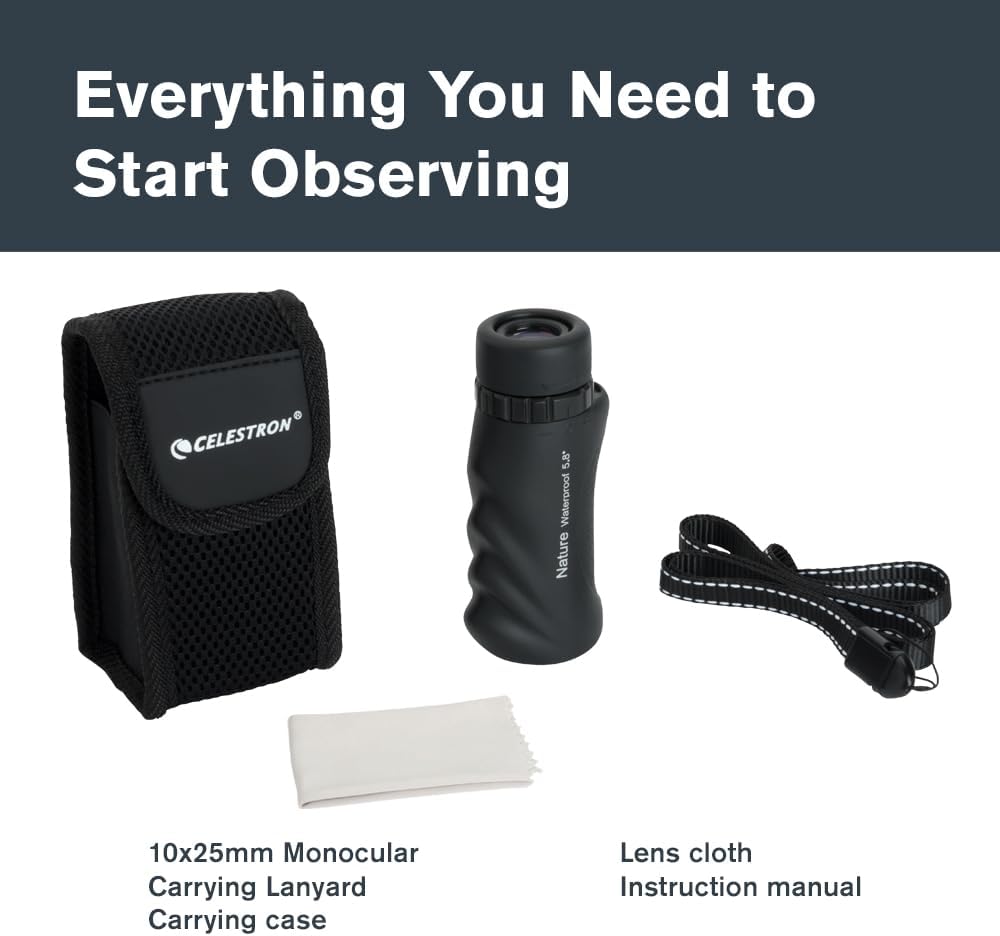 Celestron 71210 Nature 10 x 25 Monokular – Schwarz Monokular 10 x 25, Monokular 10 x 25