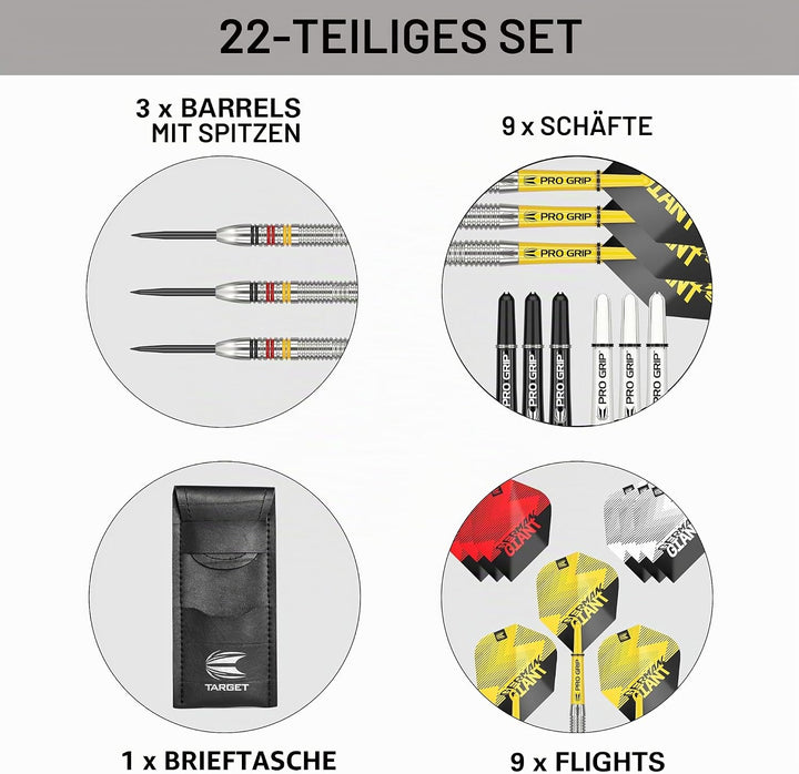 Target Darts Gabriel Clemens 22G/23G/24G Wolfram Stahlspitze Dart Satz Dartpfeile - 9 Pro Grip Schäf