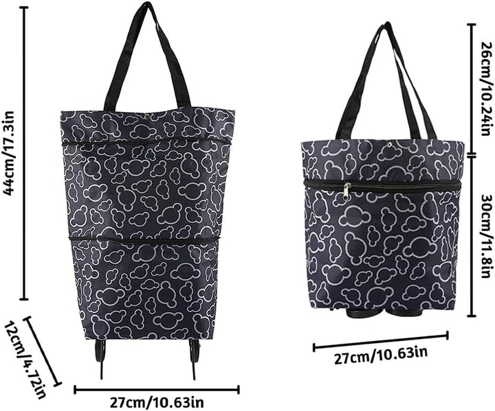 Faltbare Tasche mit Rollen | Faltbarer Einkaufstrolley | Multifunktionale Einkaufstasche mit Rollen