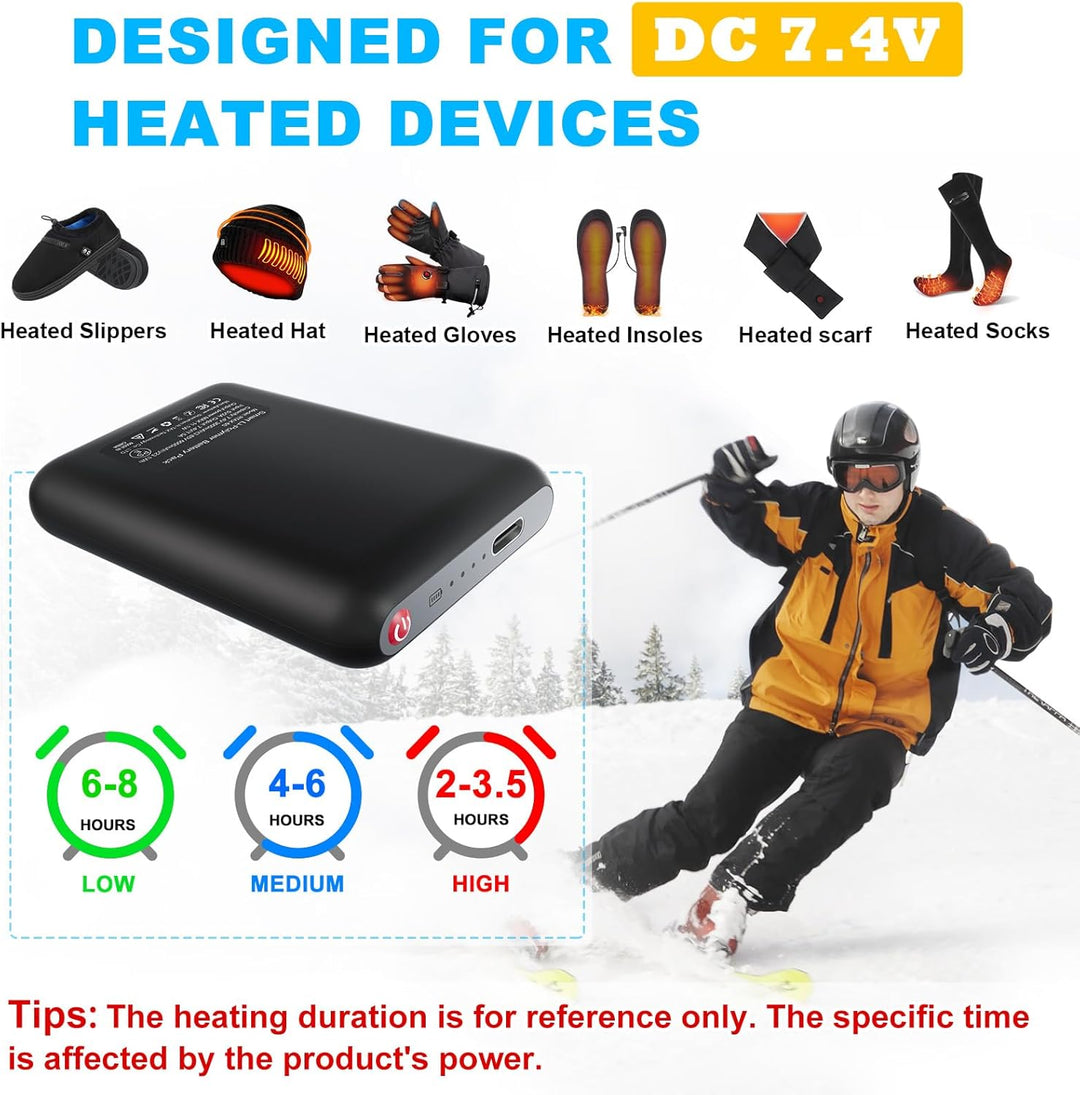 Wiederaufladbarer Li-Polymer-Akku, 7.4V 3000mAh beheizbar Hausschuh Batteries,Beheizbare Socken akku