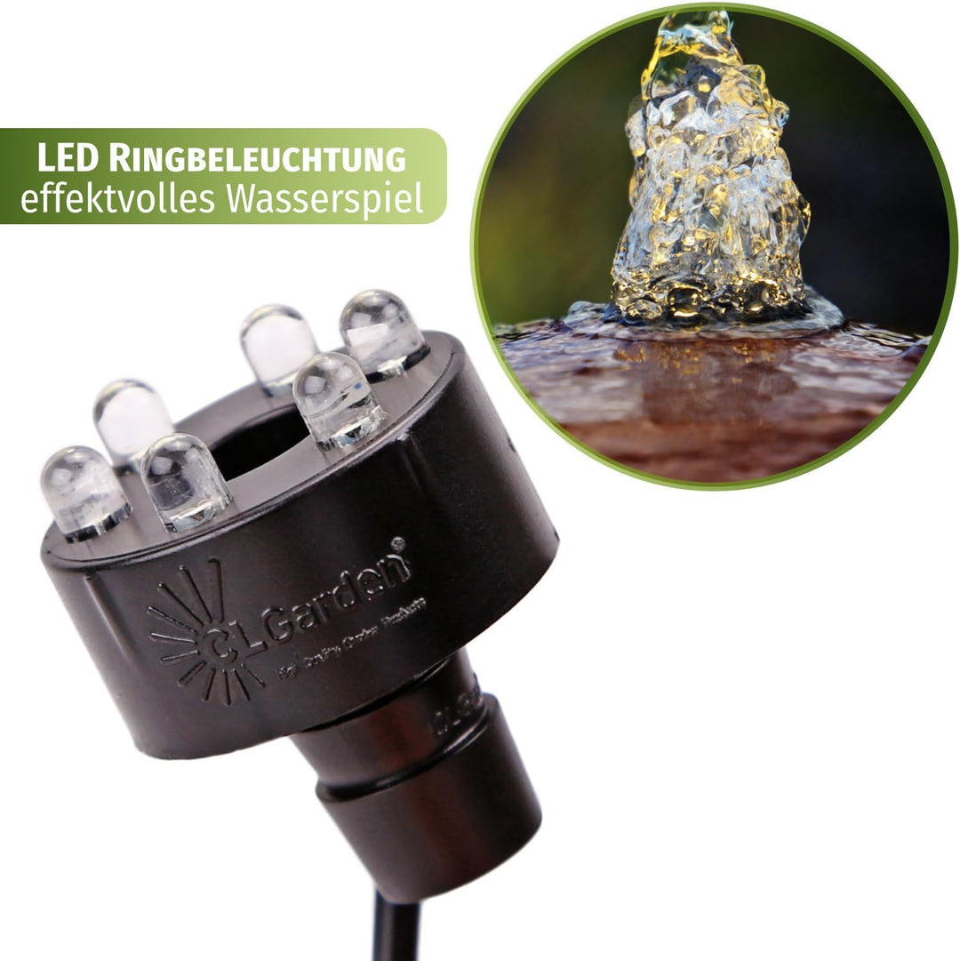 CLGarden Solar Springbrunnenpumpe NASP4-S Set mit Akku LED Beleuchtung Schlauch Pumpe für Springbrun