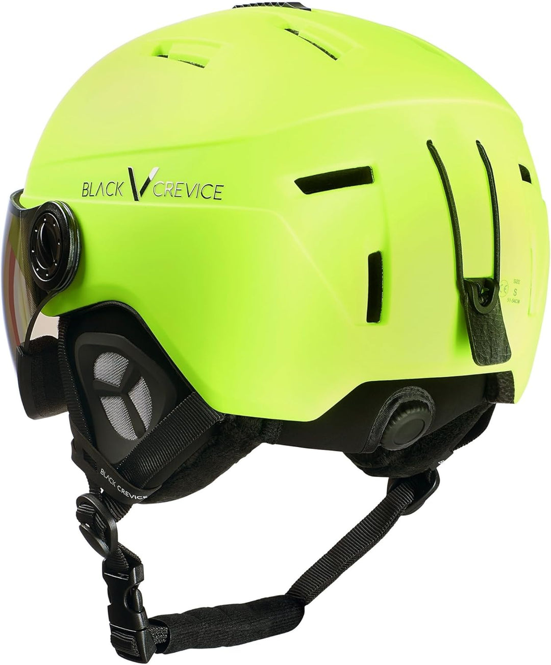 Black Crevice Skihelm Calgary I Skihelm mit Visier im Pilotenstyle I Skihelm Herren & Damen I Skihel