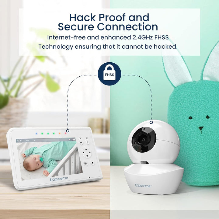 Babysense Babymonitor mit Geteilter Bildschirm 4,3“, Video Babyphone mit zwei Kameras, PTZ-Funktion,