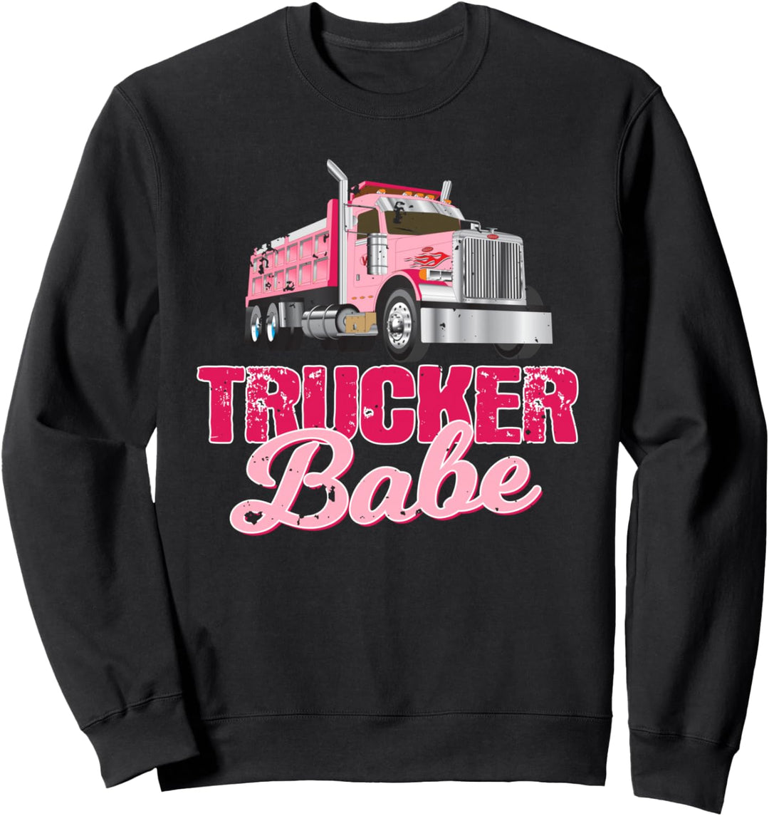 Trucker Gifts Tractor Trailer Truck 18 Wheeler Trucker Babe Sweatshirt