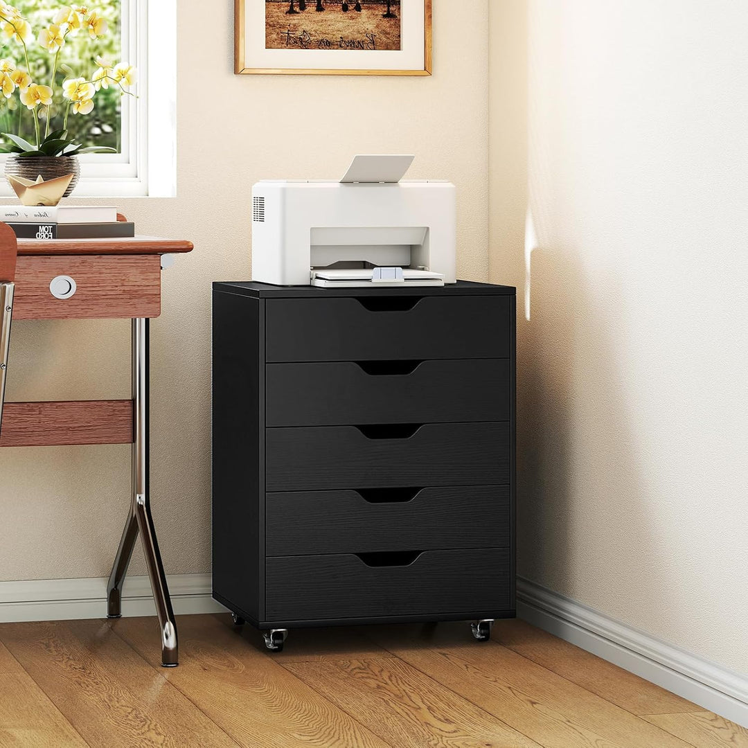 GIANTEX Aktenschrank auf Rollen, Rollcontainer mit Schubladen, mobiler Druckerständer für Home-Offic
